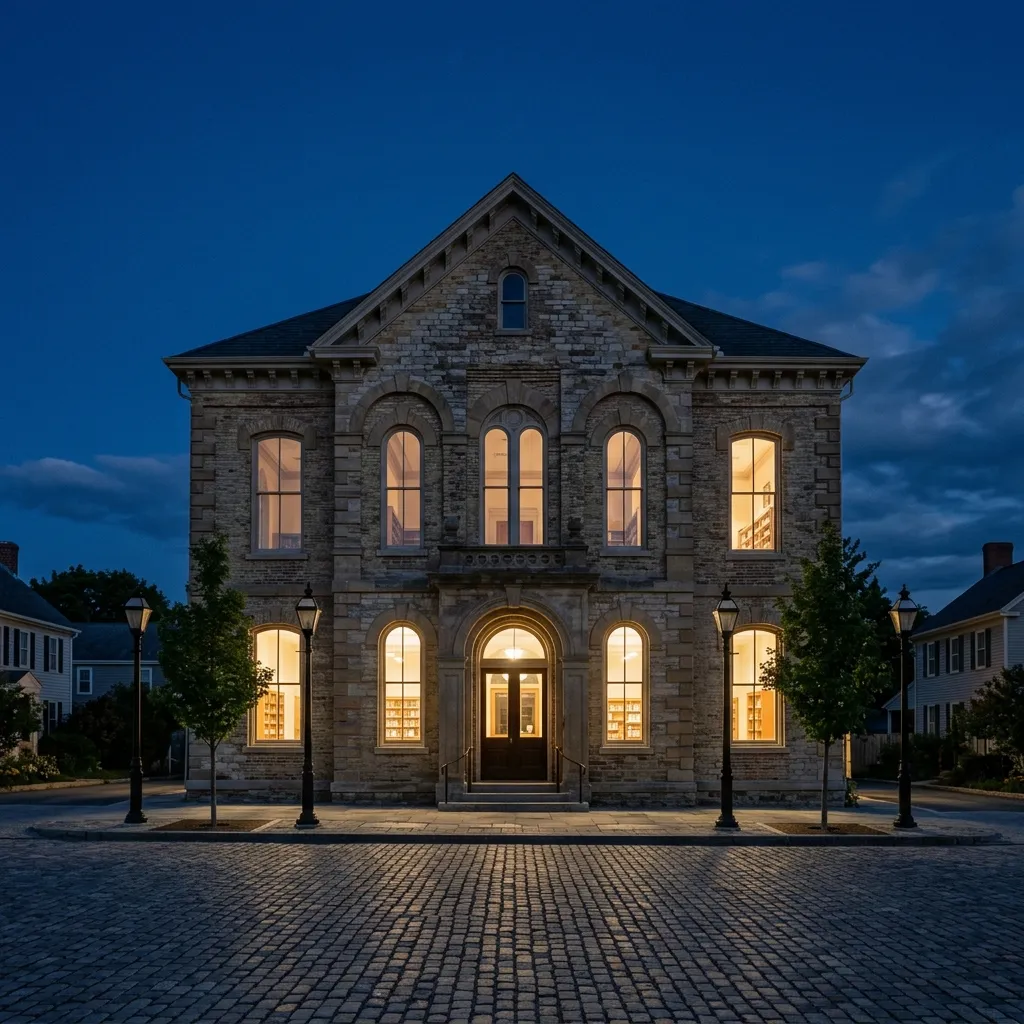 A restored historic building at dusk - representing Rona Holdings success in balance sheet restructuring
